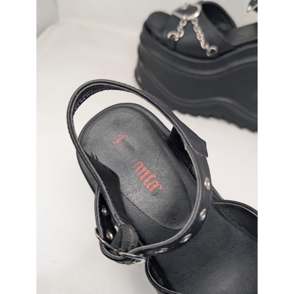 Demonia Black Platform Chain Heart Sandals - Picture 11 of 11